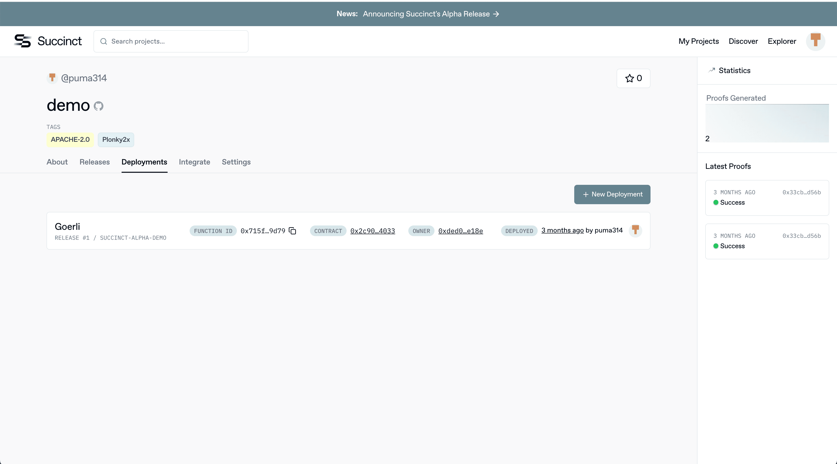 Deployments Tab